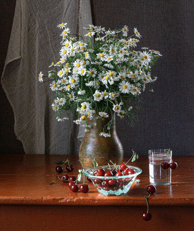 натюрморт, фотонатюрморт, still life, stillifefoto, черешня, ромашки, цветочный_натюрморт, наталья_казанцева С черешенкой. /Другой вариант, вчерашний удалила/ фото превью