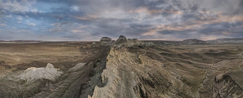 казахстан, полуостров мангышлак, мангыстау, долина замков, айракты Панорама Долины замков Айракты фото превью