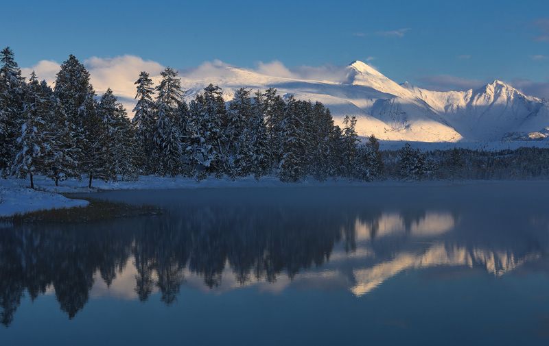 Кидэлю, Алтай, Горный Алтай Озеро Кидэлю в зимнем наряде фото превью