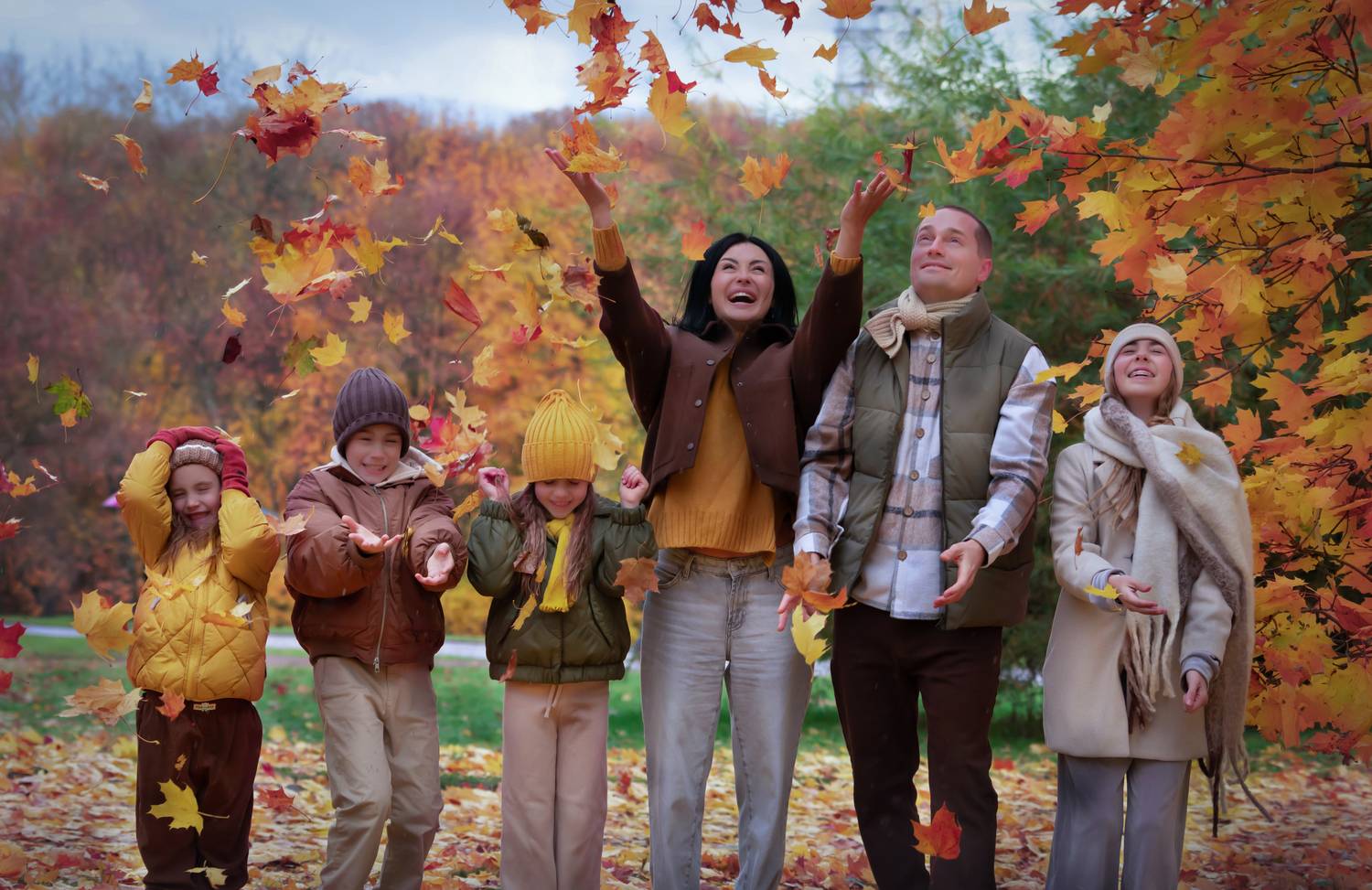 Осень, парк, семья, прогулка, листья, игра, Герцен Наталья