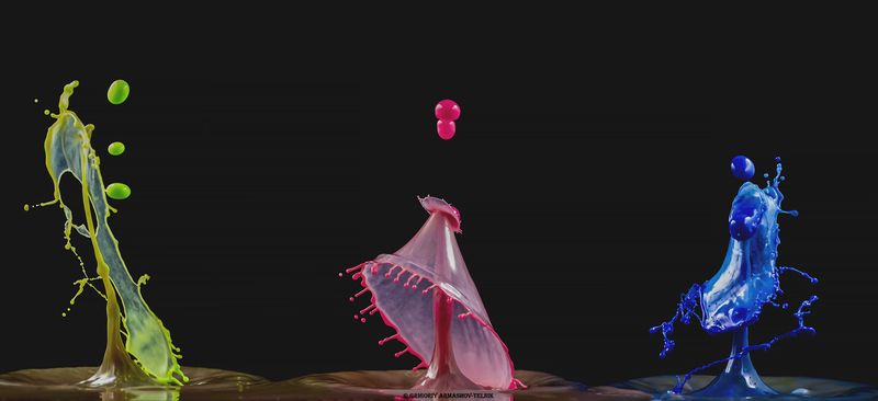 #color_image, #color, #drop, #liqiud, #macro, #water, #macrophoto Трио на черном (2) фото превью