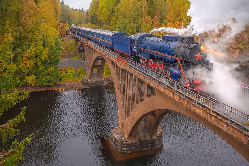 осень, золотая осень, паровоз, рускеальский экспресс, ретропоезд, янисйоки, арочный мост, карелия, ладога, северное приладожье, сортавала, питкяранта, русский север,северная природа, северный пейзаж, пейзажи карелии, фототуры по карелии, фототуры по ладог Осенняя Лебедянка фото превью