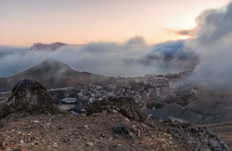 крым, киммерия, море, черное, туман, вечер, закат Туманный вечер... фото превью