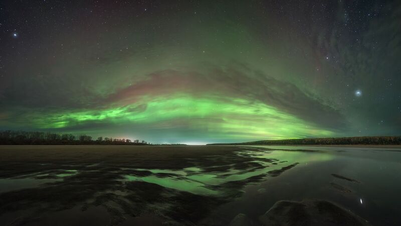 северное сияние, вологодская область, северная двина.  фото превью