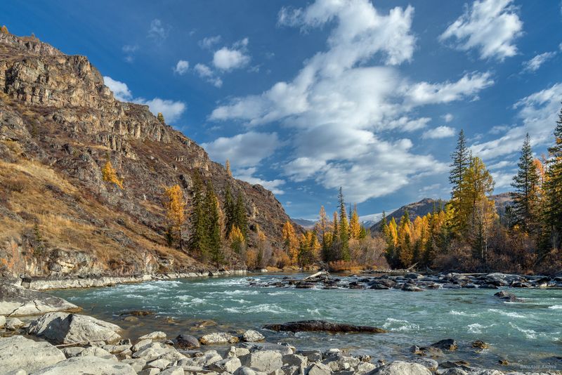 алтай, республика алтай, горный алтай, природа, река чуя, осень, золотая осень, горы, менский каскад Река Чуя фото превью