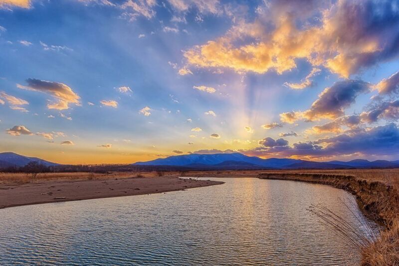 весна, вечер, ррудная Весенний закат фото превью