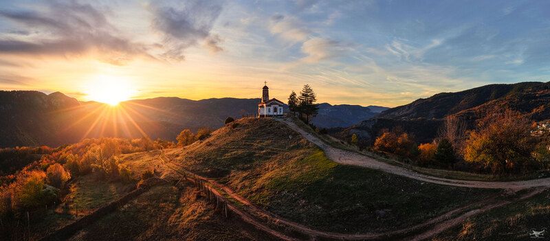Autumn sunset фото превью