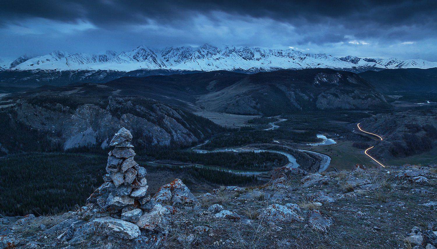 Чуйский вечер. Автор: Павел Филатов Altai, Siberia, Алтай, Курайская степь, Река Чуя, Северо-чуйский хребет, Сибирь, Павел Филатов