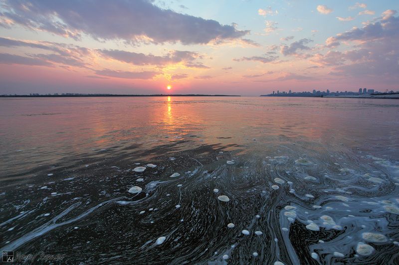 Хабаровск, Амур, закат, весна Перламутровый Амур фото превью