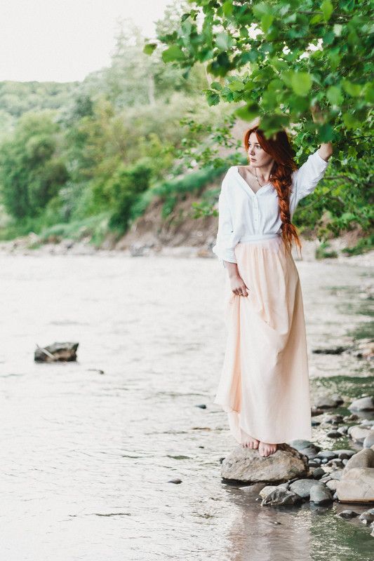 Девушка, Природа, Река, Рыжая Кристина фото превью