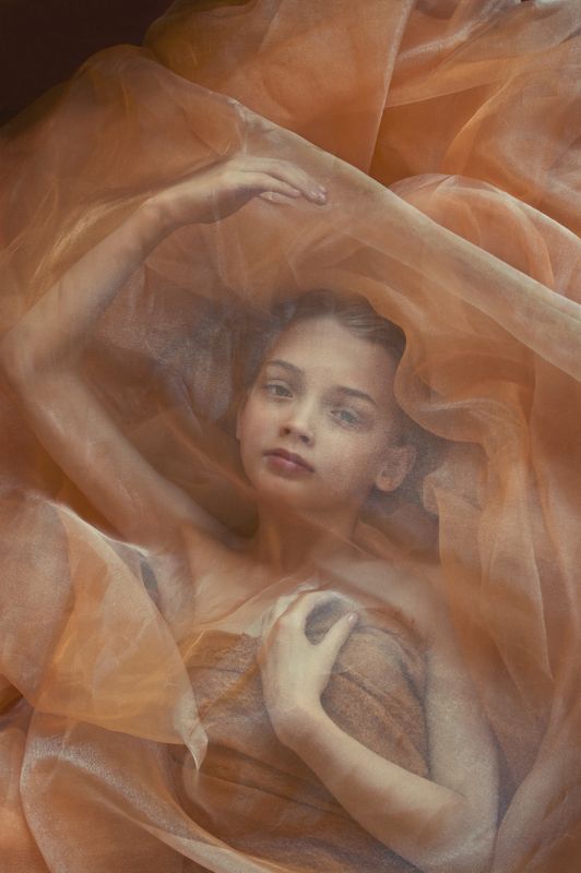 Девушка, Красота, Нежность, Портрет, Ткань  фото превью