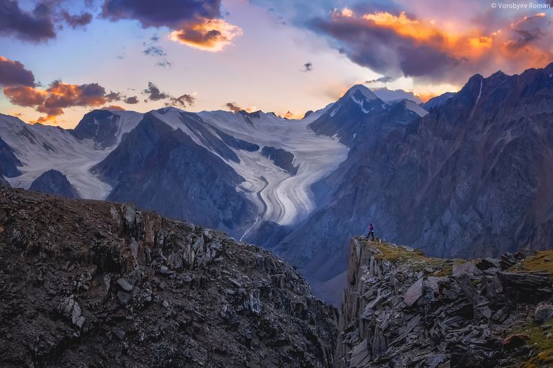 Sunset, Актру, Алтай, Горный алтай, Горы, Закат, Лето Ущелье Актру фото превью