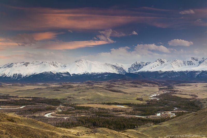 Алтай, Весна, Горы, Закат Весенний Алтай фото превью