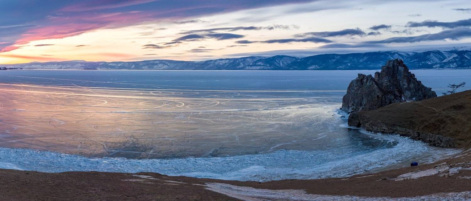 Байкал, Ольхон, зима, лёд, закат, Сергей Пестерев
