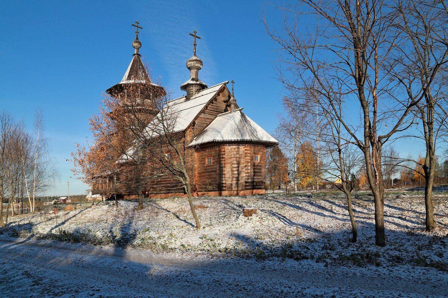 Деревянный, Зима, Снег, Храм, Виктор Климкин