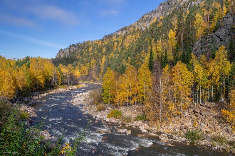 река малый инзер, айгир, башкирия, башкортостан, природа, осень, золотая осень Золотая осень на реке Малый Инзер фото превью