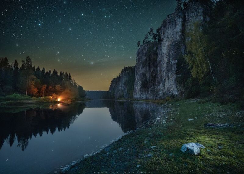 Осенняя ночь на реке Чусовой фото превью