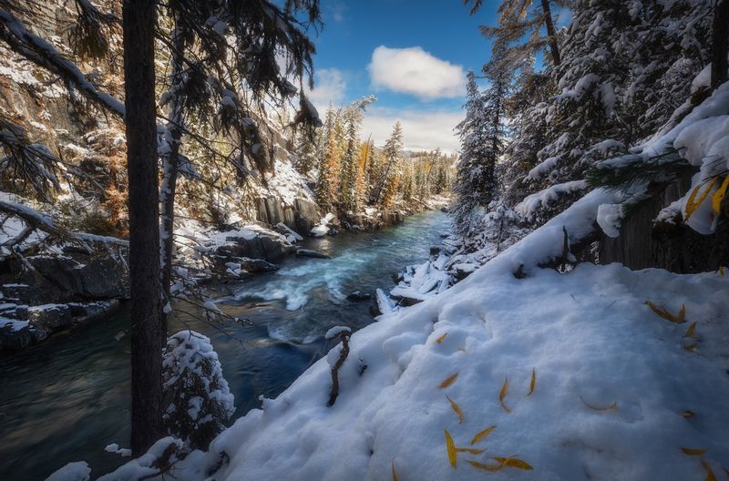 Белая осень синей реки фото превью