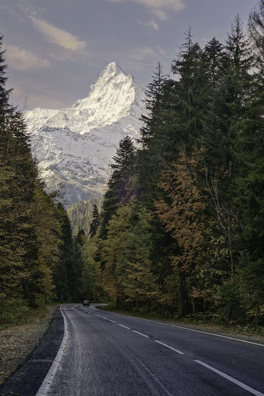 Россия, Карачаево-Черкессия, Домбай, Гора Белалакая, осень, Осеннее настроение Кавказа фото превью