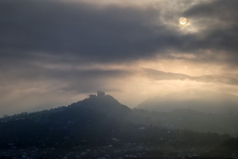 sky, clouds, fog, haze, sun, sunrise, mountains, weather, landscape, scenery, travel, outdoors, caucasus, sakartvelo, georgia, adjara, batumi, chizh Clouds Drama фото превью
