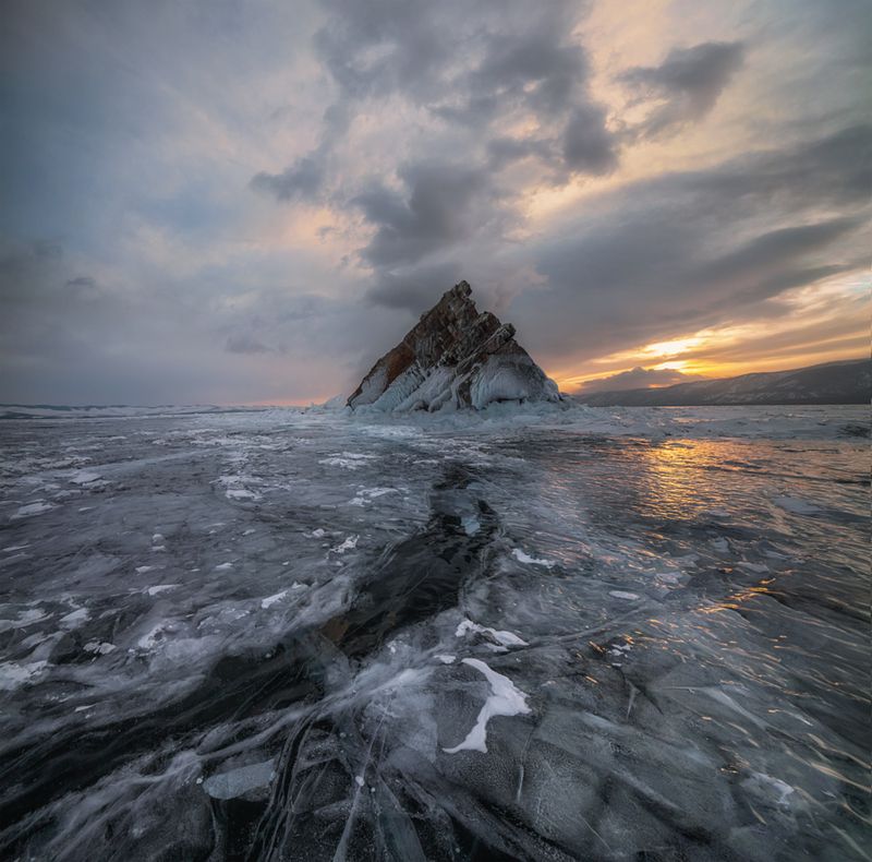 байкал,лёд,  остров, ижилхей, закат, март Про Ижилхей фото превью