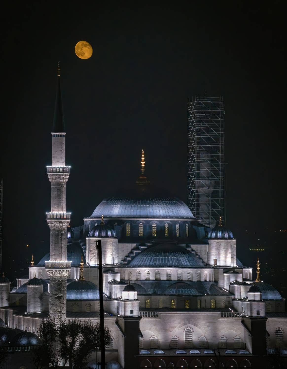 стамбул, султанахмет, голубая мечеть, луна, полнолуние, Игорь Юркин