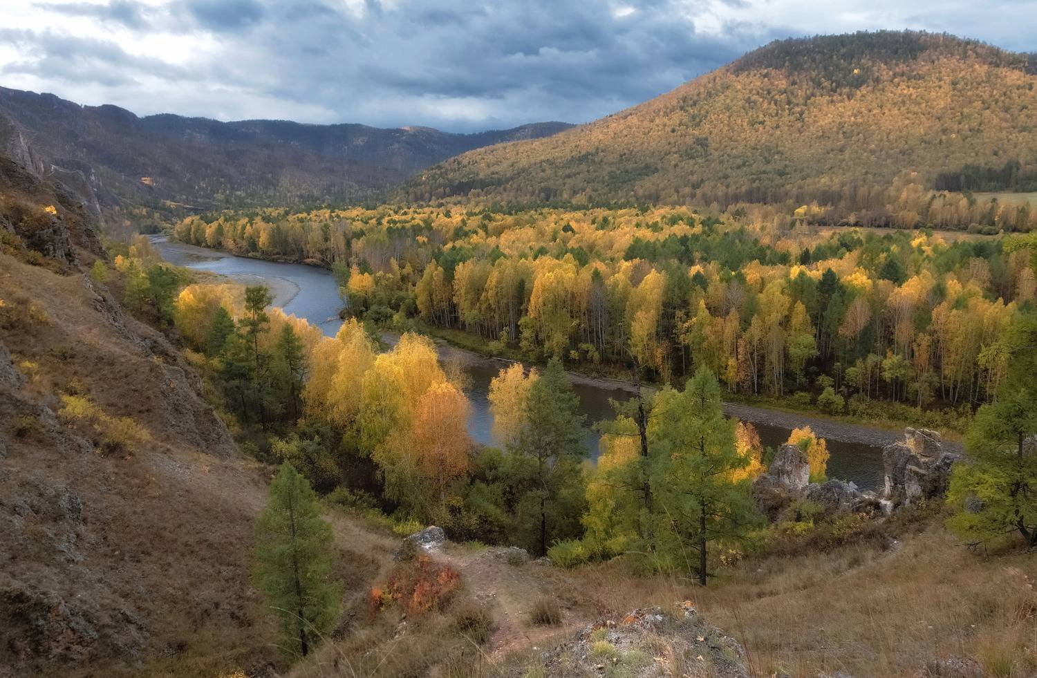 хакасия, осень, тропа предков, белый июс, пасмурно, Марина Фомина
