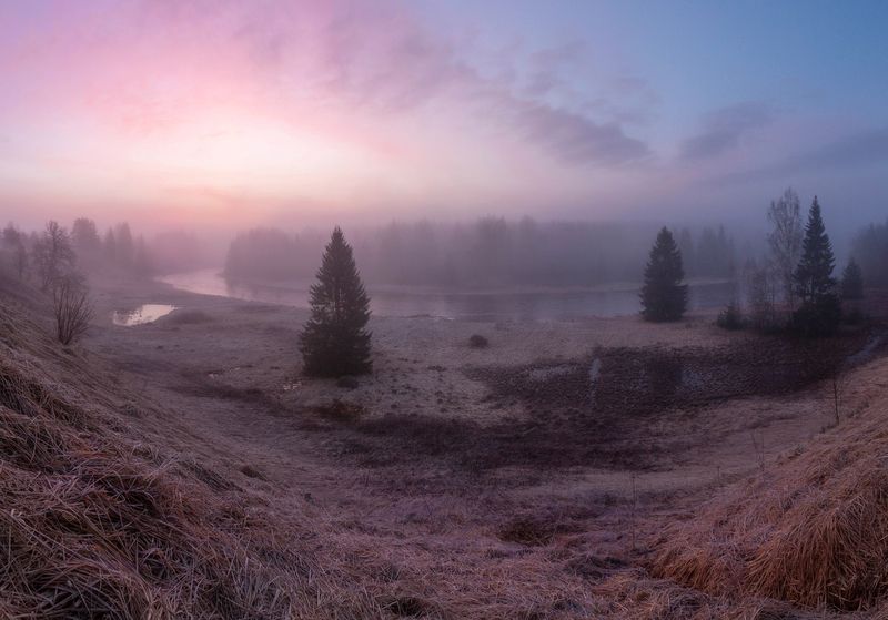 весна,рассвет, туман, утро, река, россия, природа, ленинградская область Весна фото превью