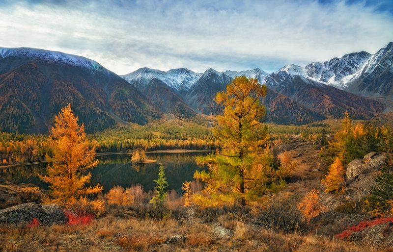 горный алтай, осень, катунский хребет, озеро У подножия Катунского хребта... фото превью