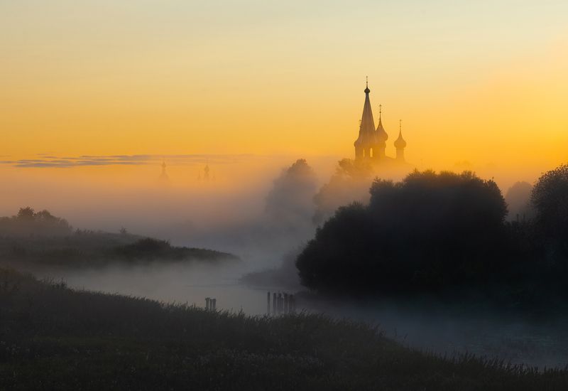 Дунилово, рассвет, туман, ивановская, область., река, теза \\\
