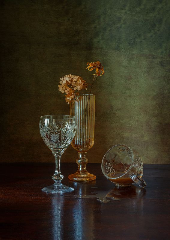 фужер, цветы, кружка, кофе, желтый  фото превью