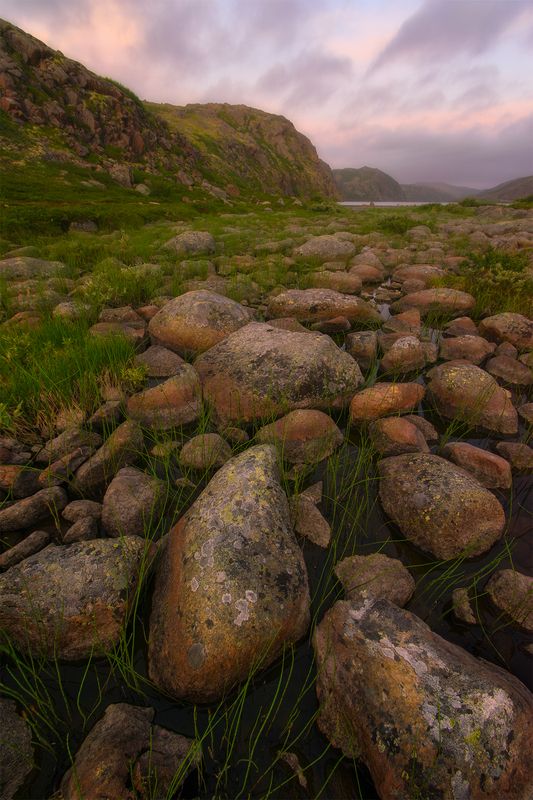 териберка, рассвет, скалы, север Утро на Батарейском фото превью