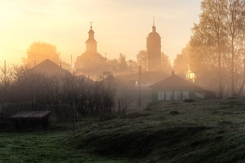 весна, рассвет, деревня Рассвет в деревне фото превью
