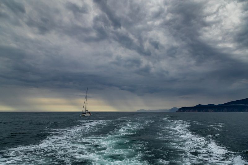 камчатка, тихий океан, яхта, путешествие, вода, волна, след Вдоль берегов края земли.. фото превью