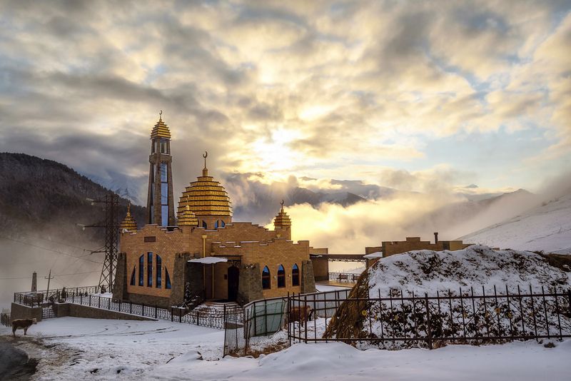 кавказ, горы, ингушетия, мечеть, гули, горная ингушетия, architecture, архитектура Мечеть в ауле Гули фото превью
