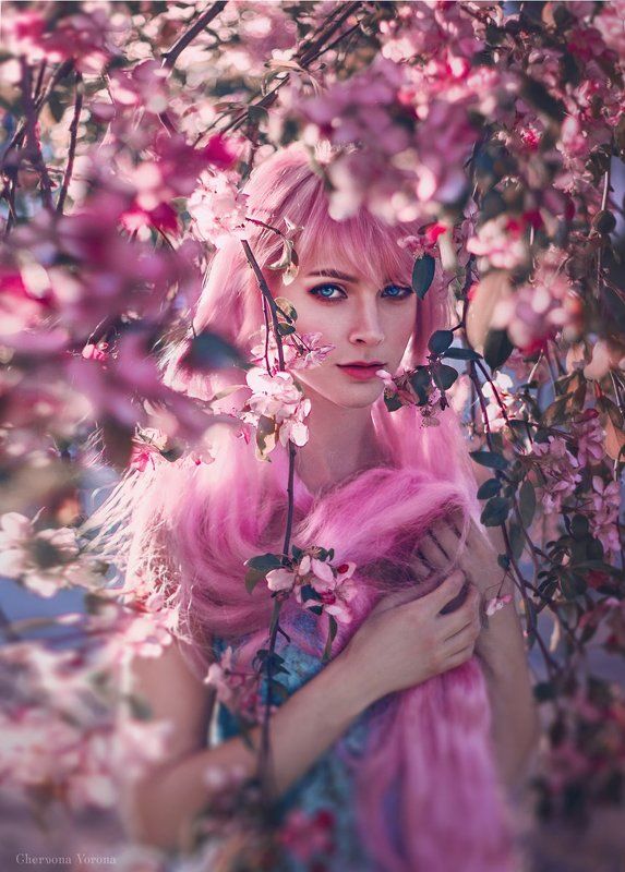 pink, розовый, девушка, весна, цветы, spring, flowers Diana фото превью