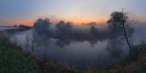 Туманное утро на берегу Протвы