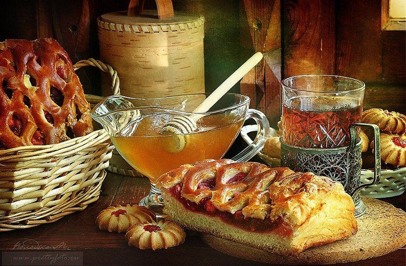мед,чай,выпечка,пирог,лето,утро,завтрак С майским медом фото превью