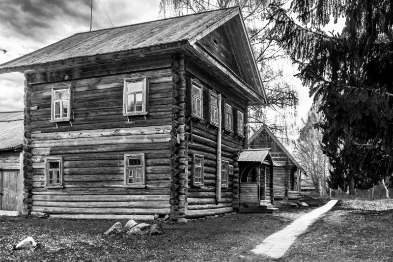 черно-белое,василёво, путешествие, весна, деревянноезодчество Василёво в ч.б. фото превью