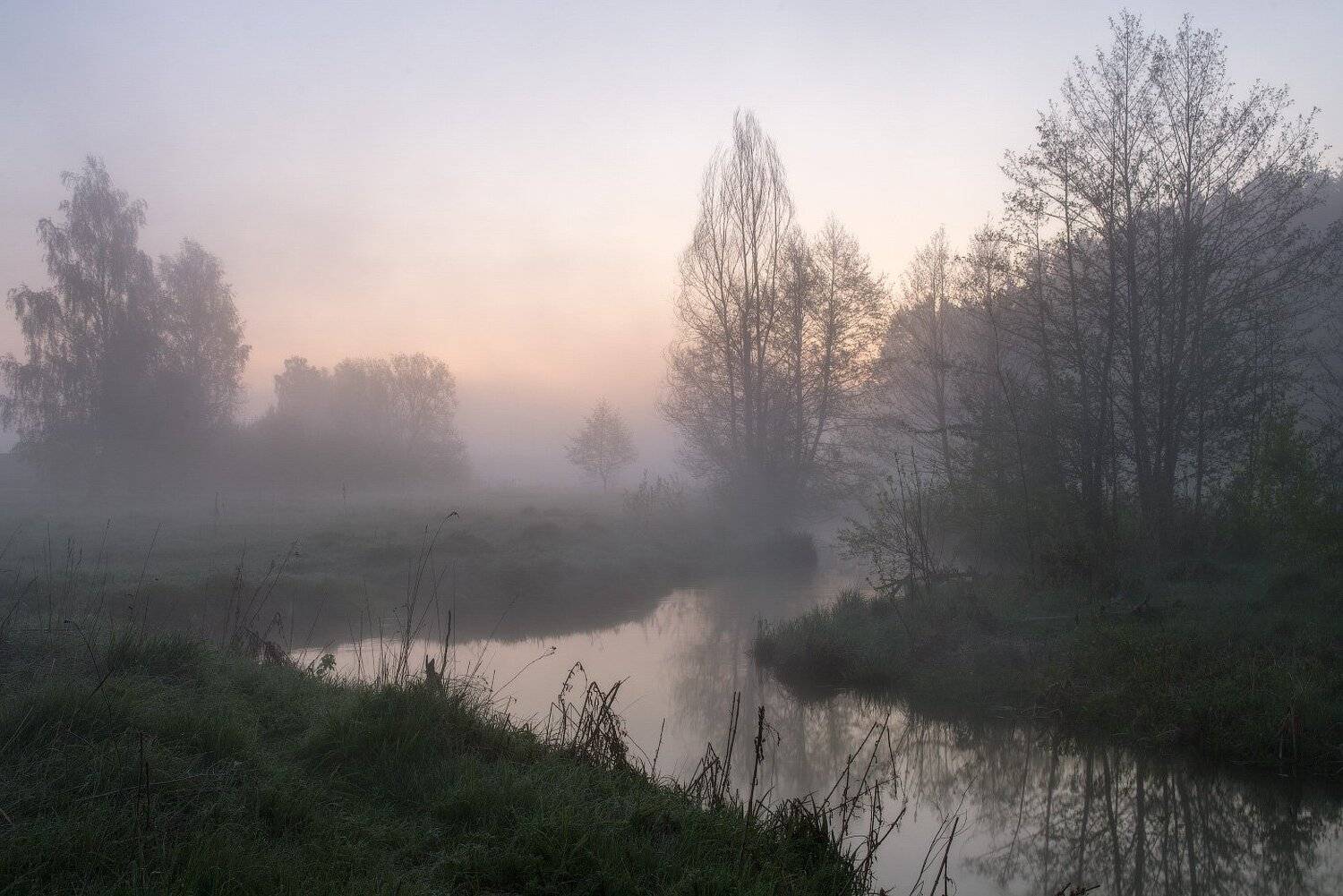 Весна, Река, Туман, Утро, Сергей Добровольский