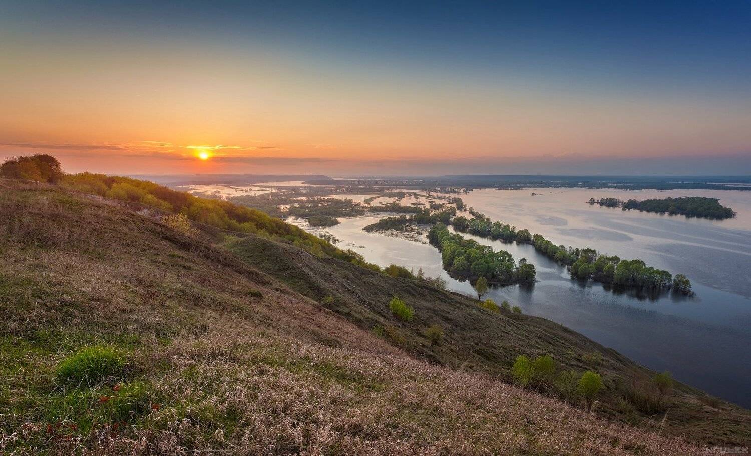 Весна, Закат, Острова, Пейзаж, Река волга, Чувашия, KrubeK