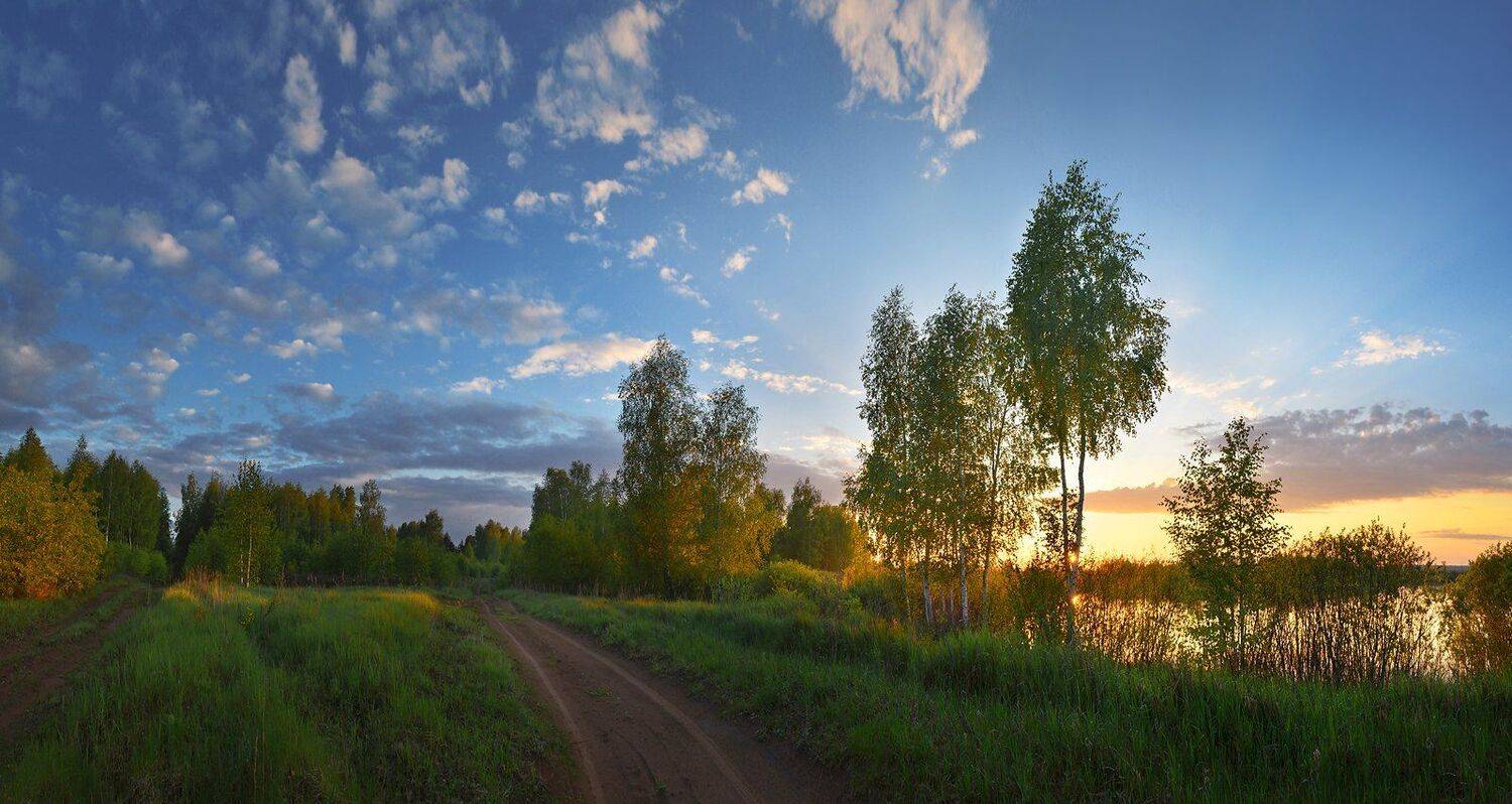 небо, облака, солнечный свет, май, весна, закат, дорога, теплый вечер, простор, тишина, пейзаж, природа, Irina Shapronova