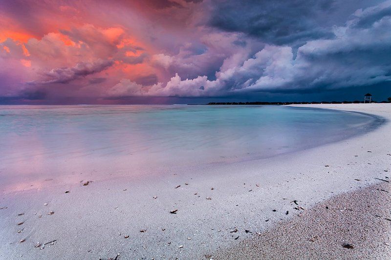 мальдивы, закат, океан Тихий Залив фото превью