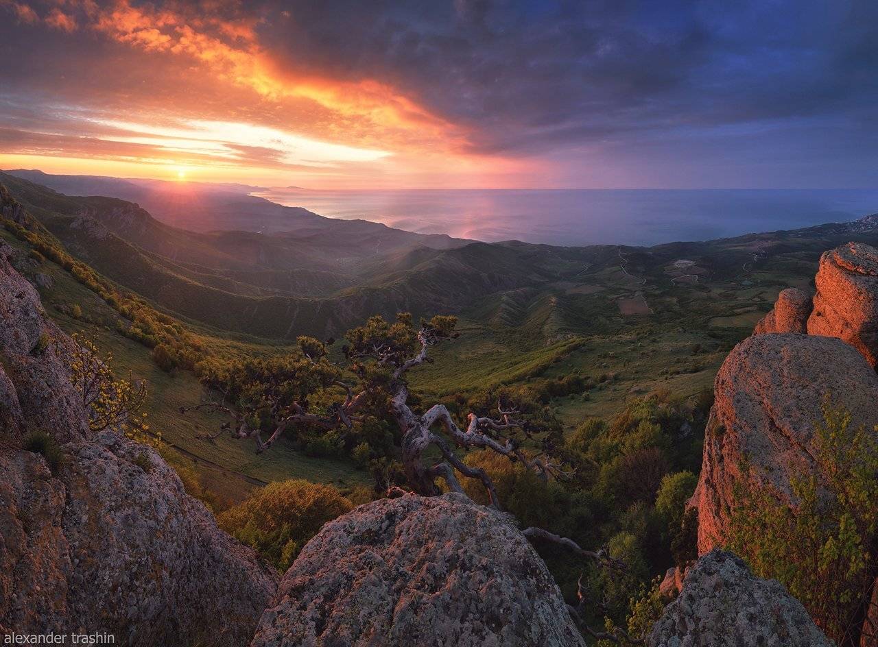 восход, демерджи, крым, крымские горы, рассвет, южная демерджи, Александр Трашин