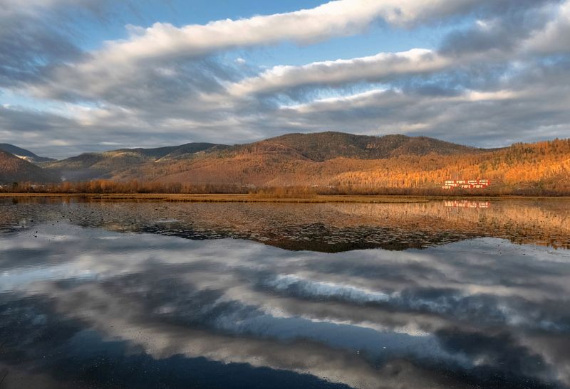 утро, отражение, листвянка Листвянка фото превью
