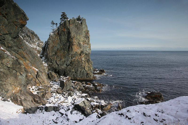 татарский пролив Заснеженный берег фото превью