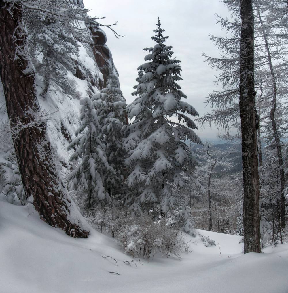 зима, столбы, снег, скалы, Марина Фомина