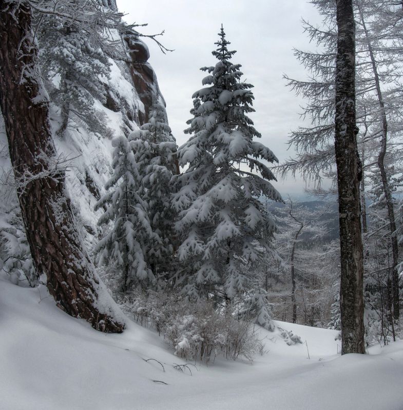 зима, столбы, снег, скалы Зима на Столбах фото превью