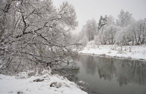 Первый снег в Подмосковье