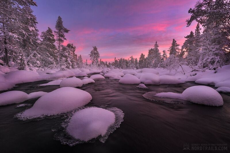 Кольский полуостров, север, зима, фототур, снег, лед, Териберка, Хибины, Мурманск Рассвето-закаты на Кольских речках фото превью